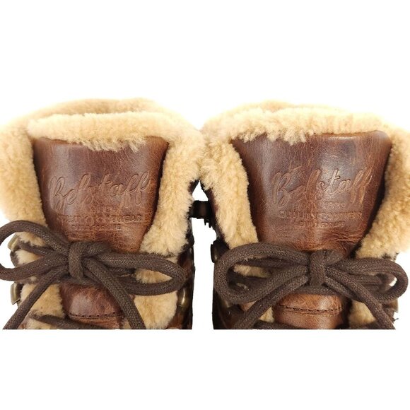 Belstaff Gorge Hiker Boots Size 45 US 12 Mens Brown Leather Shearling $450 - Picture 5 of 16
